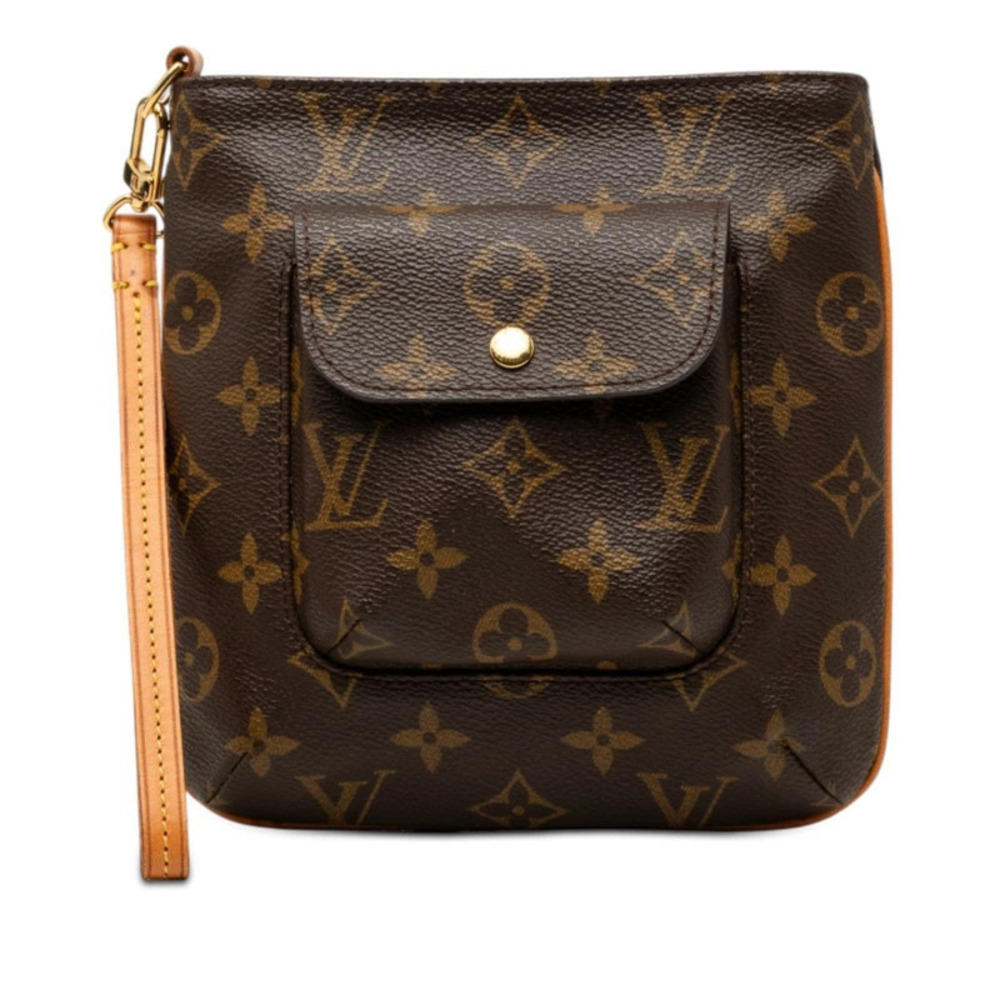 Louis Vuitton Monogram Partition Pouch Clutch Brown Leather